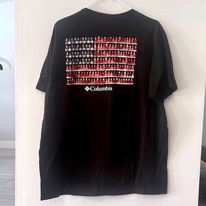Columbia Mens Black T-Shirt USA American Flag Graphic‎ Tee XL